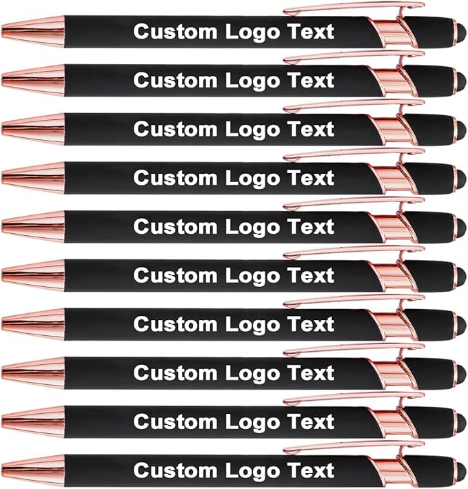 Custom Engraved Ballpoint Pens Bulk, Personalized with Name/Logo, Black or Blue Ink, Smooth Writing for Office, School, Business, Church, Reunion 10 Pcs Black