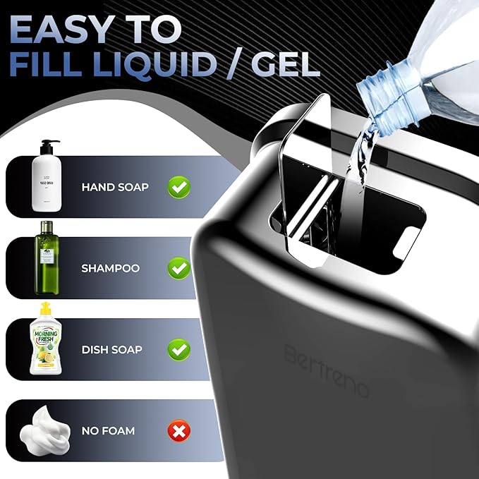 Commercial Soap Dispenser Wall Mount Stainless Steel Soap Dispensers Liquid Manual Anti-Leak Pump Hand Soap Dispenser for Bathroom Kitchen Silver (28 fl.oz./800ml)