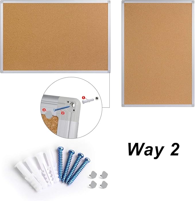 Board2by 2 Pack Cork Board Bulletin Board 36 x 48, Silver Aluminium Framed 4x3 Corkboard, Office Board for Wall Cork, Large Wall Mounted Notice Pin Board