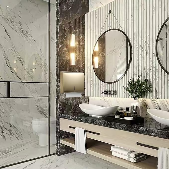 Comercial Paper Towel Dispenser Wall Mount, Stainless Steel Hand Towel Dispenser with Lock, Trifold/C Fold Paper Towel Holder for Bathroom Kitchen Office Public Places, Large Capacity Tissue Holder