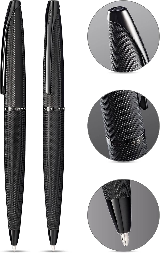 Cross ATX Refillable Ballpoint Pen Presented in a Luxury Gift Box - Medium Point, Black Ink, Sandblasted Black