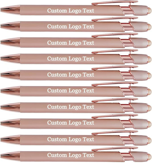 Custom Engraved Ballpoint Pens Bulk, Personalized with Name/Logo, Black or Blue Ink, Smooth Writing for Office, School, Business, Church, Reunion Rose Gold 20 Pcs