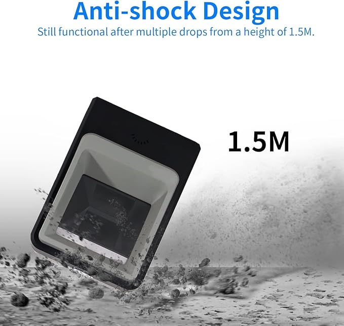 Handsfree 2D 1D Barcode Scanner,Alacrity QR Omnidirectional Desktop Bar Code Reader Scanner, Capture Barcodes from Mobile Phone Screen, Black