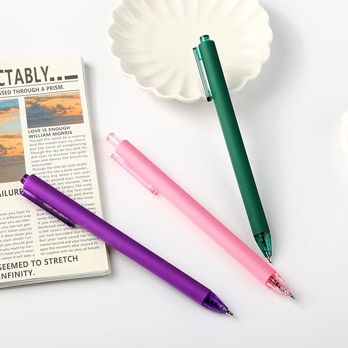 deegtran Pens Bulk, 50 Pack Smooth Pink Ink Ballpoint Pen, Wholesale Retractable Pens, No Bleed Aesthetic Click Pen Medium Point, 1.0MM