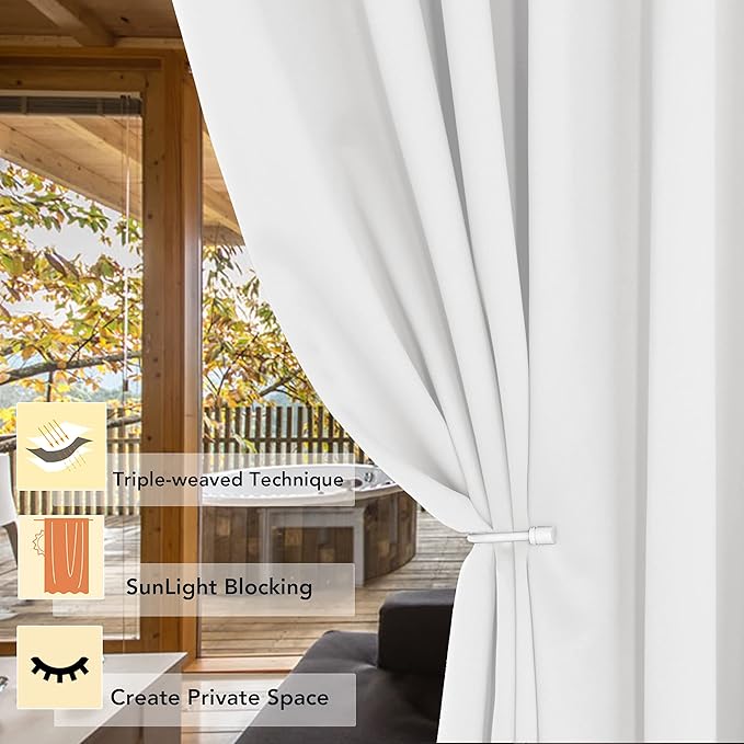 BONZER Room Divider Curtain Screen Partitions Total Privacy Wall Wide Blackout Curtains for Shared Room, 108L x 70W Inch (9L x 5.8W ft), 1 Panel, Greyish White