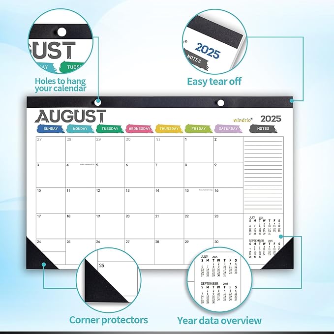 Desk Calendar 2026 Wall Calendars, July 2025 - December 2026 Monthly Planner Paper Office Desktop 17"X 12", Months Planning and Organizing Home, School, Office, Holiday, Vacation