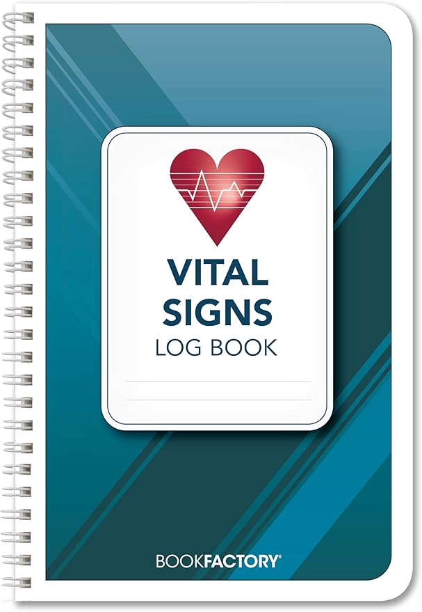 BookFactory Vital Signs Log Book/Vitals Monitoring Logbook/ 104 Pages Record Book – 6” x 9” (LOG-104-69CW-PP(Vital-Signs))