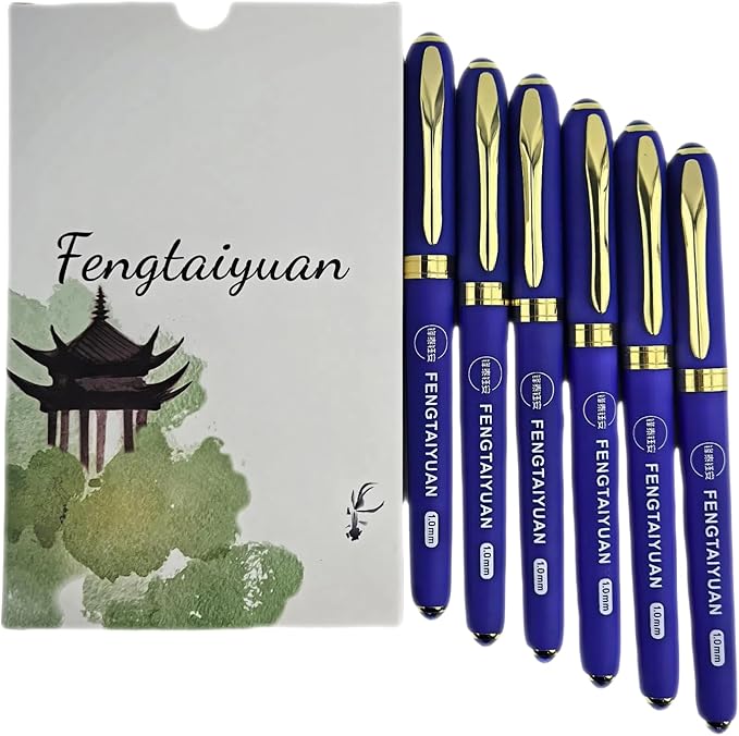 Fengtaiyuan B10P18Prox6, Gel Pens, Blue Ink, Bold Point 1.0mm, Writting Pens, Smooth, 6 Pack (B10P18Prox6)