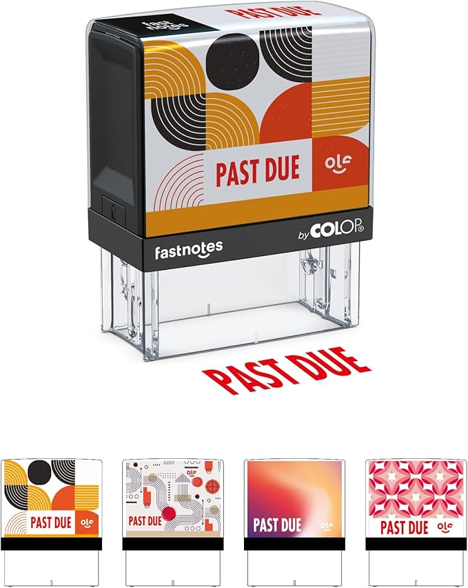 Fastnotes Past Due Self-Inking Rubber Stamp by COLOP - Great for Office Documents, Notary, Warehouse, Accounting Paperwork, Business, and Legal Documentation - Red Ink (Past Due- Red)