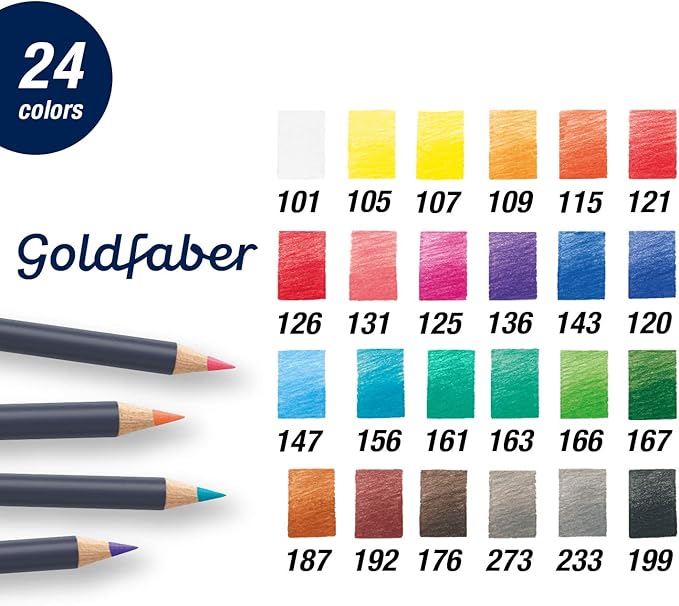 Faber-Castell Goldfaber Color Pencils Tin Set, 24ct.