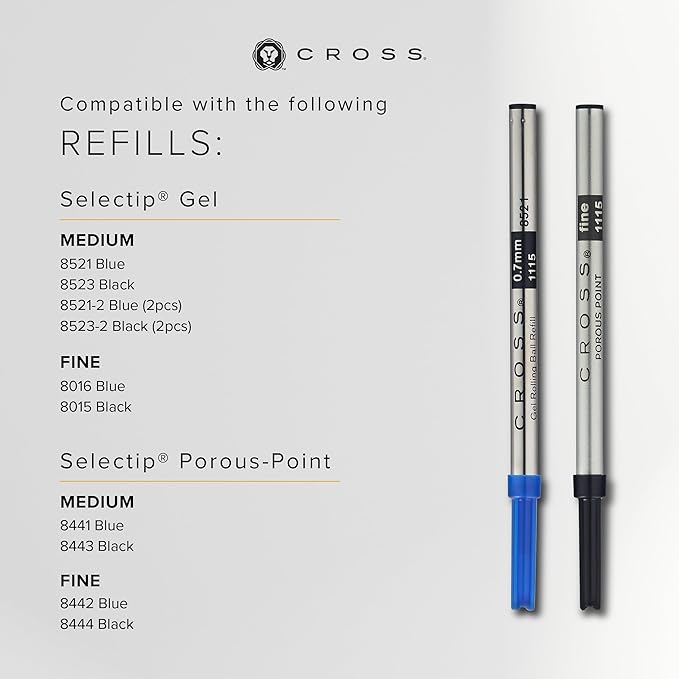 Cross Bailey Refillable Rollerball Pen Presented in a Premium Gift Box - Medium Point, Black Ink, White & Rose Gold
