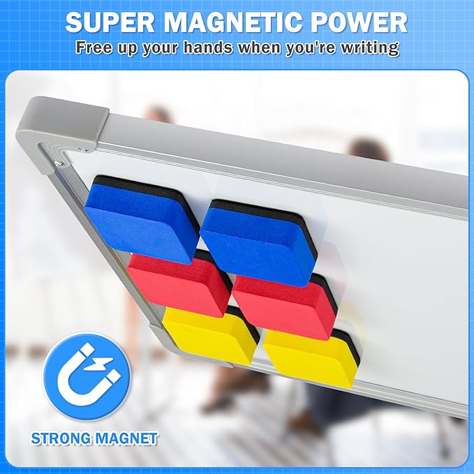 EAONE 48 Pack Dry Erase Eraser, Magnetic Whiteboard Cleaner Mini Chalkboard Cleansers for Classroom, School, Office, Home (4 Color Assorted, 1.97 x 1.97 Inch)