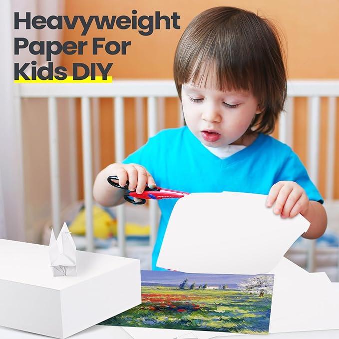 Harloon 500 Sheets Construction Paper Bulk Heavyweight A4 Size Thick Construction Paper Cardstock for DIY Craft Supplies (120 GSM,White)