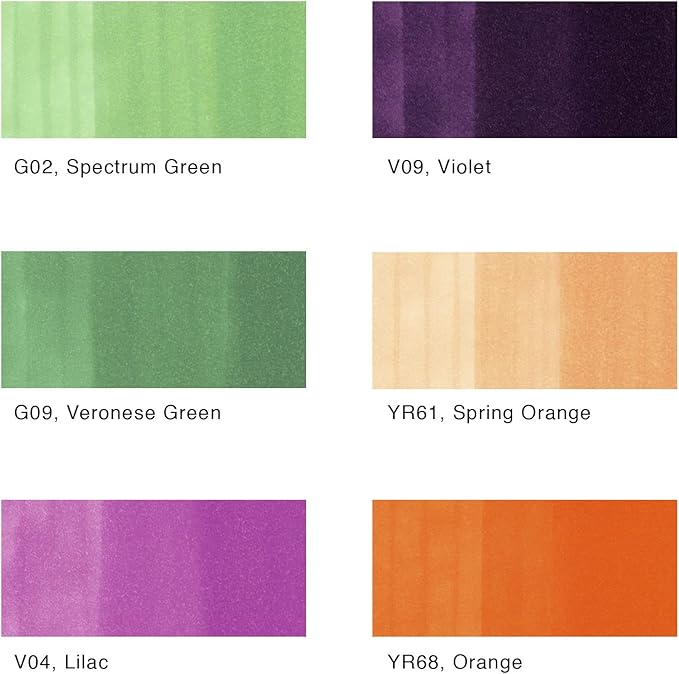 Copic Sketch Alcohol Markers, 6 Color Dual Tip Art Marker Set – Blendable Brush Tips for Drawing, Sketching, and Illustration – Professional Set for Adults/Teen Artists & Creators - Secondary Tones