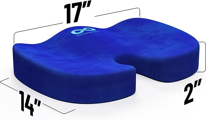 Everlasting Comfort Doctor Recommended Memory Foam Seat Cushion for Office Chairs & Car Seat - Ergonomic Office Desk Accessories for Tailbone Pain Relief, Sciatica & Back Support