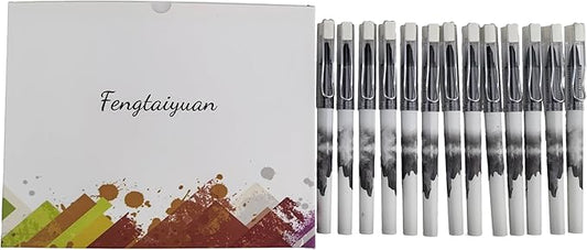 Fengtaiyuan LQB05P12 Straight Liquid Ballpoint Pen - Black Ink, 0.5mm Bullet Head, Smooth Writing, 12 Count (Black05P12)