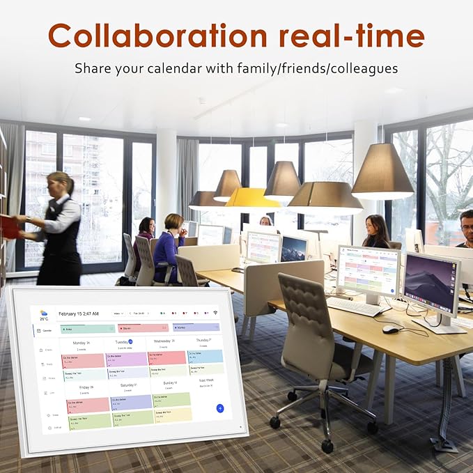 Digital Calendar 15.6 Inch, Electronic Calendar Chore Family Schedules, Smart Weekly and Monthly Planner, 1920 * 1080P IPS Touchscreen Interactive Display - Wall Mount White
