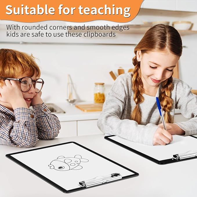 Black Clipboards, PANDRI 6 Pack Plastic Black Clipboards with Low Profile Clip 12.5 x 9 Standard Letter Size Clipboard for classrooms Office