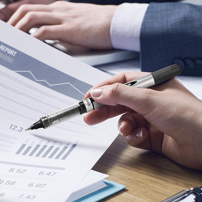 EYEYE 0.7mm Rollerball Pens Fine Point, 4 Black 4 Blue Medium Point Pen Quick Dry, Liquid Ink Pen Fine Point Smooth Writing Pens for Journaling, Note Taking, Office, School Supplies