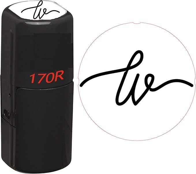 Custom Initial - Upload Your Design - 1/2" Round Inspection Stamp - 1 Line Self Inking Signature Stamp