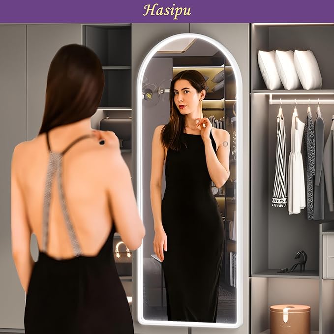 Hasipu 63" x 22" Led Mirror - Full Length, Arch Design, Wall Mounted with Dimming & 3 Color Modes