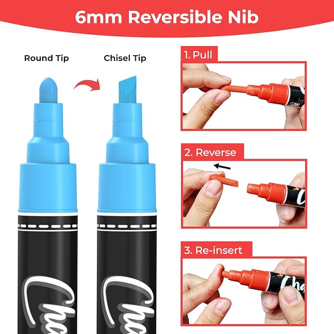 Chalkola Chalk Markers - Pack of 40 (Neon, Pastel & Metallic) Liquid Chalk Pens - For Chalkboard, Blackboard, Window, Labels, Bistro, Glass, Car, Board - Wet Wipe Erasable Ink - 6mm Reversible Tip