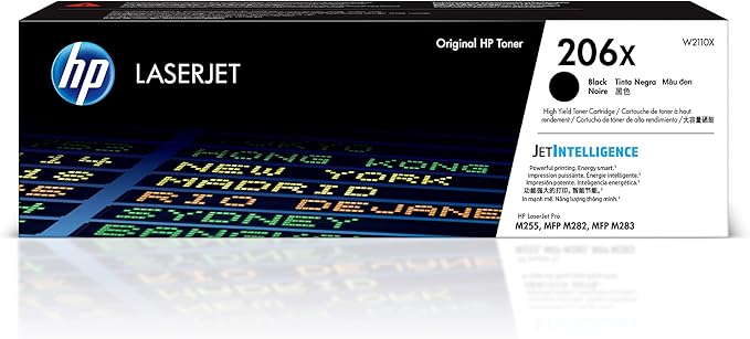HP 206X Black High-yield Toner Cartridge | Works with HP Color LaserJet Pro M255, HP Color LaserJet Pro MFP M282, M283 Series | W2110X, Pack of 1, Black