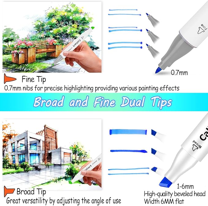 Caliart 121 Colors Dual Tip Art Markers Sketch Pens, Easter Basket Stuffers for Kids Teens Toddler, Permanent Alcohol Based Markers for Adult Book Eggs Decorations Gift Drawing Supplies Kit