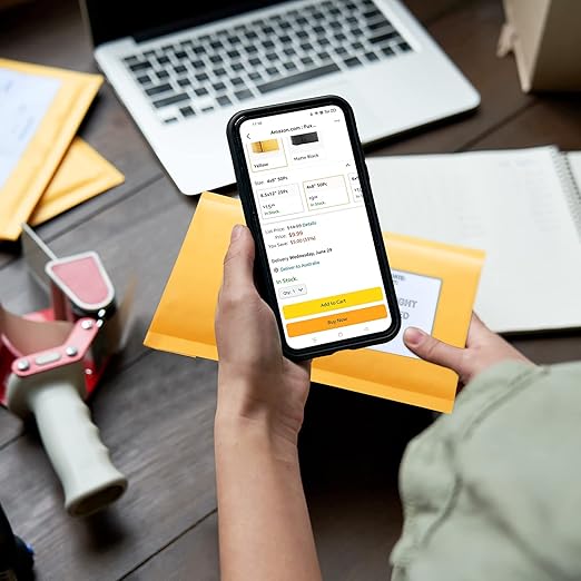 Fuxury Small Bubble Mailers 4x8" 100 Pack Padded Envelopes Thick Kraft Bubble Envelopes Usable Size 4x7" Waterproof Cushioned Padded Mailers Packaging for Small Business #000 Yellow