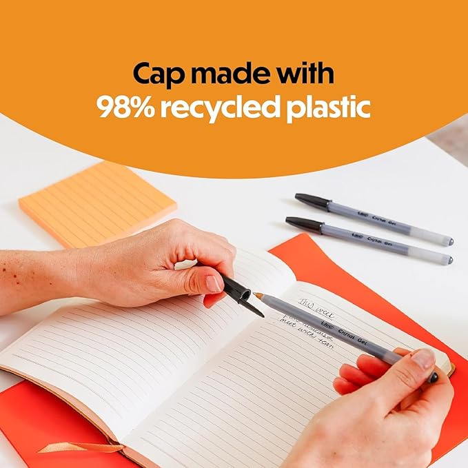 BIC Cristal Gel Pens Medium Point (0.7 mm) Ultra Smooth Long Lasting Writing, Assorted Color Gel Pens, 12-Count