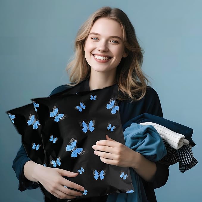 butterfly Poly Mailer 12x15.5 Inch 50 Pcs, Waterproof Shipping Bags for Clothing, Tear-Resistant Mailier Bags, Strong Mailing Bags with Self-Seal