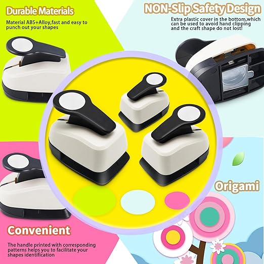 Circle Hole Punch, Circle Punches for Paper Crafts, Circles Puncher, Circles Hole Puncher Set, 5/8 CirclePunch, 1 Inch Craft Punches, 1.5 Inch Large CircleHole Punch, CirclePaper Punch Set