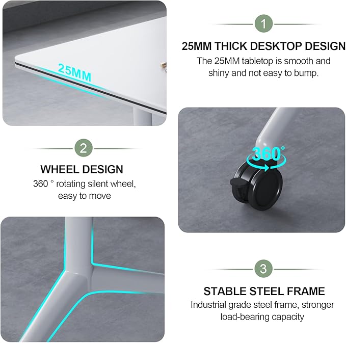 Conference Room Tables,Folding Conference Table Rolling Meeting Modern Training Tables with Flip Top,Mobile Conference Table with Locking Wheels,for Meeting Room Office Classroom(2pack 70.8in)