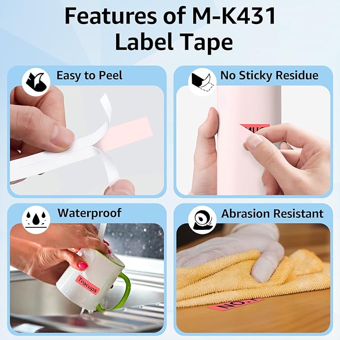 Compatible for Brother P-Touch M Tape M-K431 MK431 M431 MK-431 Black on Red Label Tape 0.47" (12mm) x 26.2ft 2 Pack