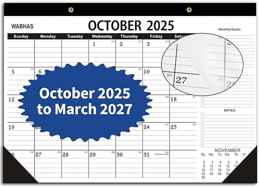 Desk Calendar 2025-2026,October 2025 to March 2027, Calendar 2025-2026 with to-do list,Desk Calendar 2026-18 Months,17" x 12" for Home or Office.