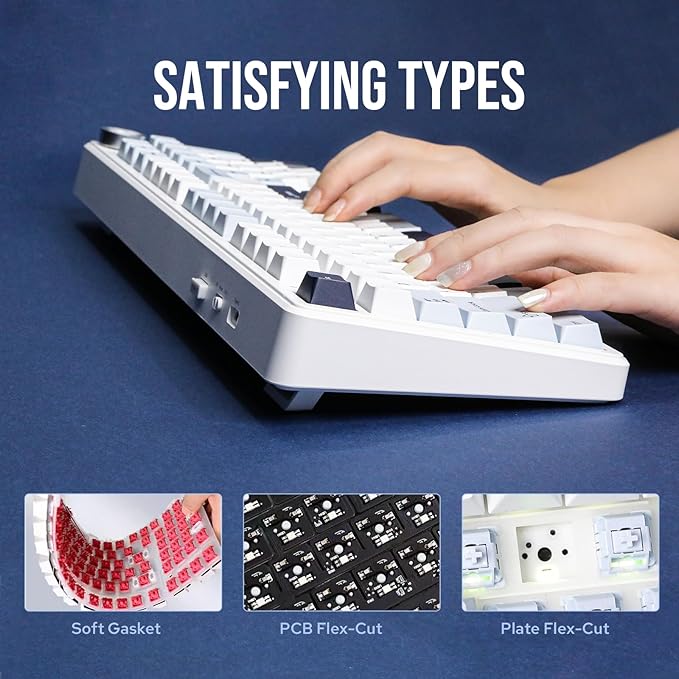 EPOMAKER X Aula F99 PRO Wireless Gaming Keyboard with 8000mAh Battery, Hot Swappable Creamy Keyboard, 2.4GHz/Type-C/BT5.0, NKRO, RGB Backlit for Win/Mac/Gaming (Blue&White)