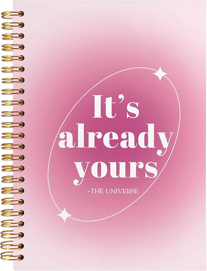 BearCake Preppy Pink Aura Notebook Journal, It's Already Yours Inspirational Notebook, Pink Office Supplies, Pink Aesthetic Notebook, Pink Desk Accessories for Women, Hardcover Spiral Notebook 5.5x8.3