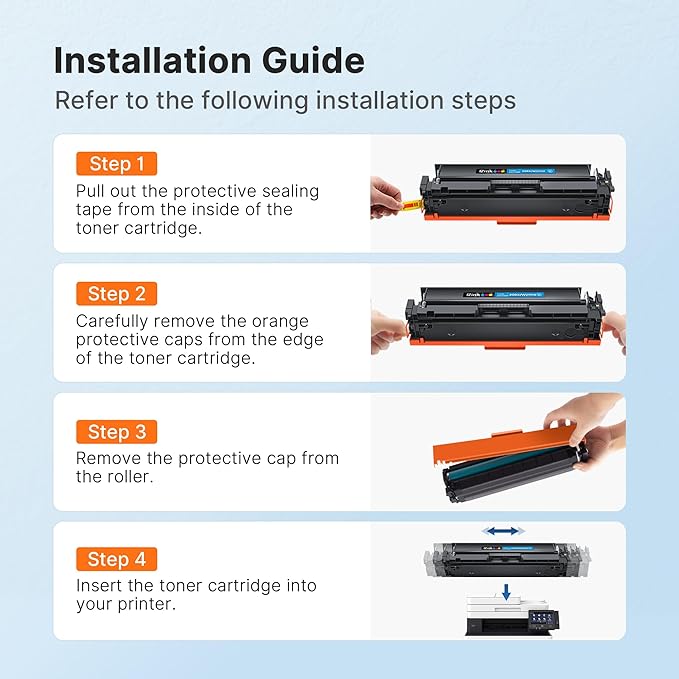 E-Z Ink 206X Toner Cartridges 4 Pack High Yield Compatible for HP 206X 206A W2110X W2110A to Use with HP Color Laserjet Pro MFP M283fdw M283cdw M283fdn M282nw M255dw M255nw M283 (with Chip -B/C/Y/M)