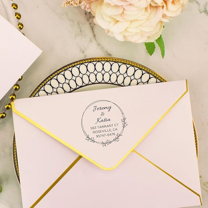 EAQ Custom Stamp Self Inking Return Address Stamp, Personalized Stamp with Text Logo | Business Logo Stamp | Address Stamp | Wedding Stamp