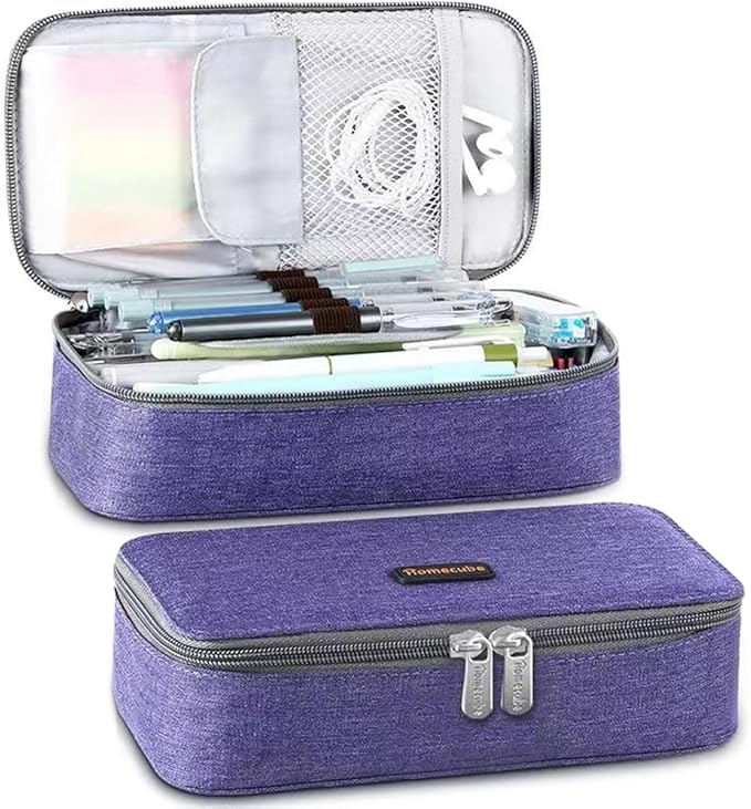 Homecube Big Capacity Pencil Case Oxford Cloth Bag Storage Pouch Marker Pen Pencil Cute Stationery Organizer Bag Holder with Zipper for Middle High School & Office Boy Girl Teen