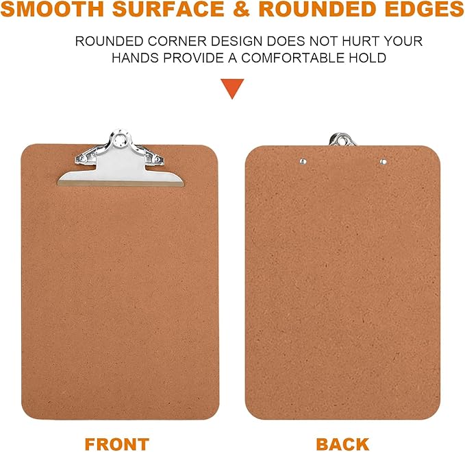 HERKKA 6 Pack Hardboard Office Clipboards - A4 Letter Size, ECO Friendly