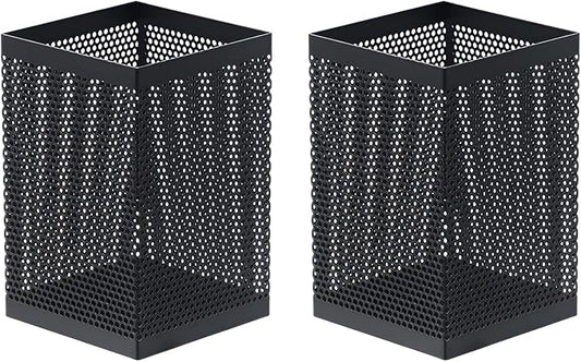 Comix Mesh Pen Holder Desk, Wire Pencil Holder with Foam Pad and Non-Slip Bottom Office Supplies Desk Organizer for Home Office School, 2 Packs