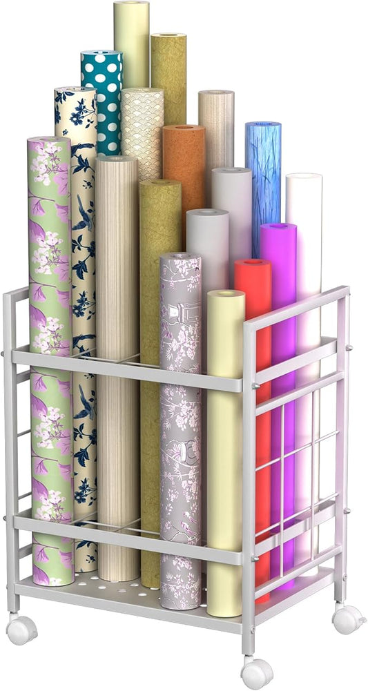 Blueprint Storage Rack, Blueprint Holder with Wheels, Used for Storing Blueprint/Carpet/Map/Poster/Architectural Construction Plan, 20 Slots, 2 Brakes, Silent wheel for Home, Office, School(Black)