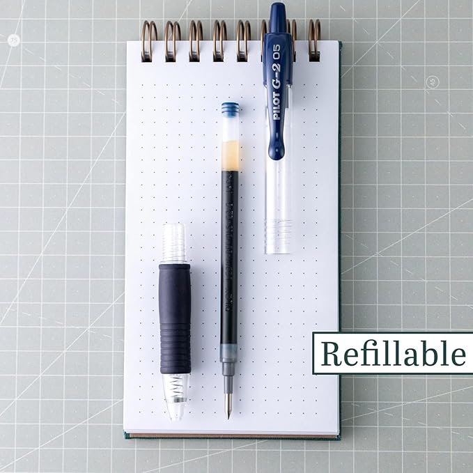 G2 Retractable Premium Gel Ink Roller Ball Pens Extra Fine Point (.5mm) Black/Blue/Red Ink 5 pack; Refillable & Premium Comfort Grip Bundle with Plastic Reusable Pouch