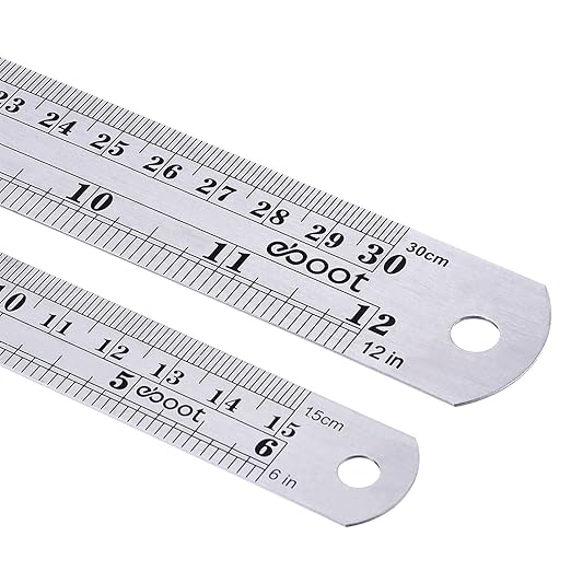 Eboot Stainless 2 Pack Steel Ruler 6 Inch and 12 Inch Metal Rule Kit with Conversion Table