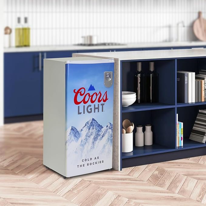 Coors Light Refrigerator - Mini Fridge For Kitchen, Bedroom, Office, Dorms, Cuarto, Cool Storage For Wine, Drink, Beverages, Compact Free Standing, Neveras Pequeñpara, 3.2 Cubic Feet Capacity, White