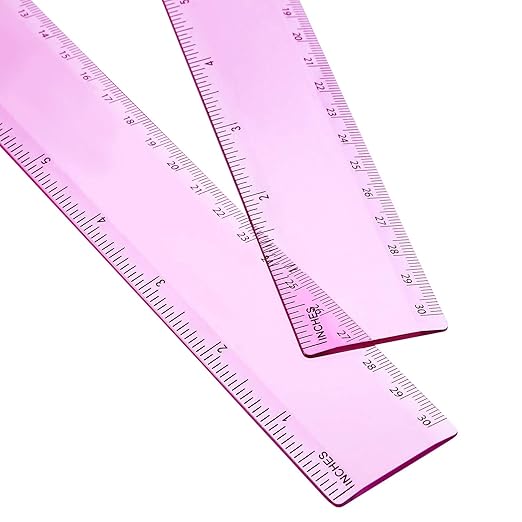 EBOOT 2 Pack Plastic Ruler Straight Ruler Plastic Measuring Tool for Student School Office (Pink, 12 Inch)