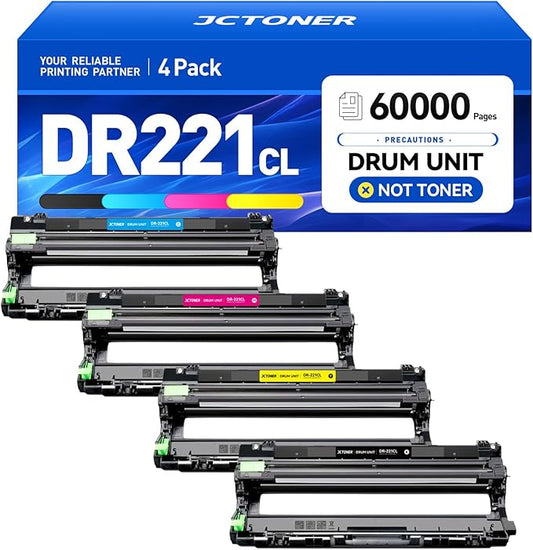 DR221CL DR-221CL Drum Unit Set 4 Pack High Yield Replacement for Brother Color DCP-9020CDN HL-3140CW HL-3150CDW HL-3170CDW HL-3180CDW MFC-9130CW MFC-9330CDW MFC-9340CDW HL-3180CDW Printer Black Color