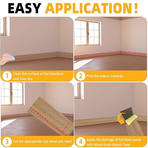 GSCIT Club Wood Grain Repair Tape, 2.4 inch X 250ft Self Adhesive Natural Walnut Grain Repair Patch for Tables, Chairs, Baseboards, Doors, Windows, Floors, Handicraft DIY.