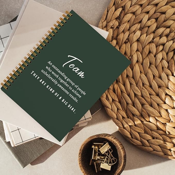 Dark Green Meeting Notebook for Work, Employee Appreciation Gifts, Team Gifts for Employees, Journals for Writing, Thank You Gifts for Women Men Leader Boss Manager Mentor Coworkers, 5.5"x8.3"